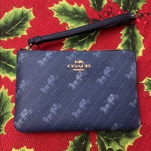 Coach Navy Blue Wallet with Gold Logo rare retired new 215